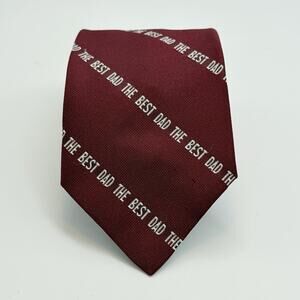 The Best Dad Mens Necktie Maroon Novelty Gift Fathers Day Classic 57 x 3 USA